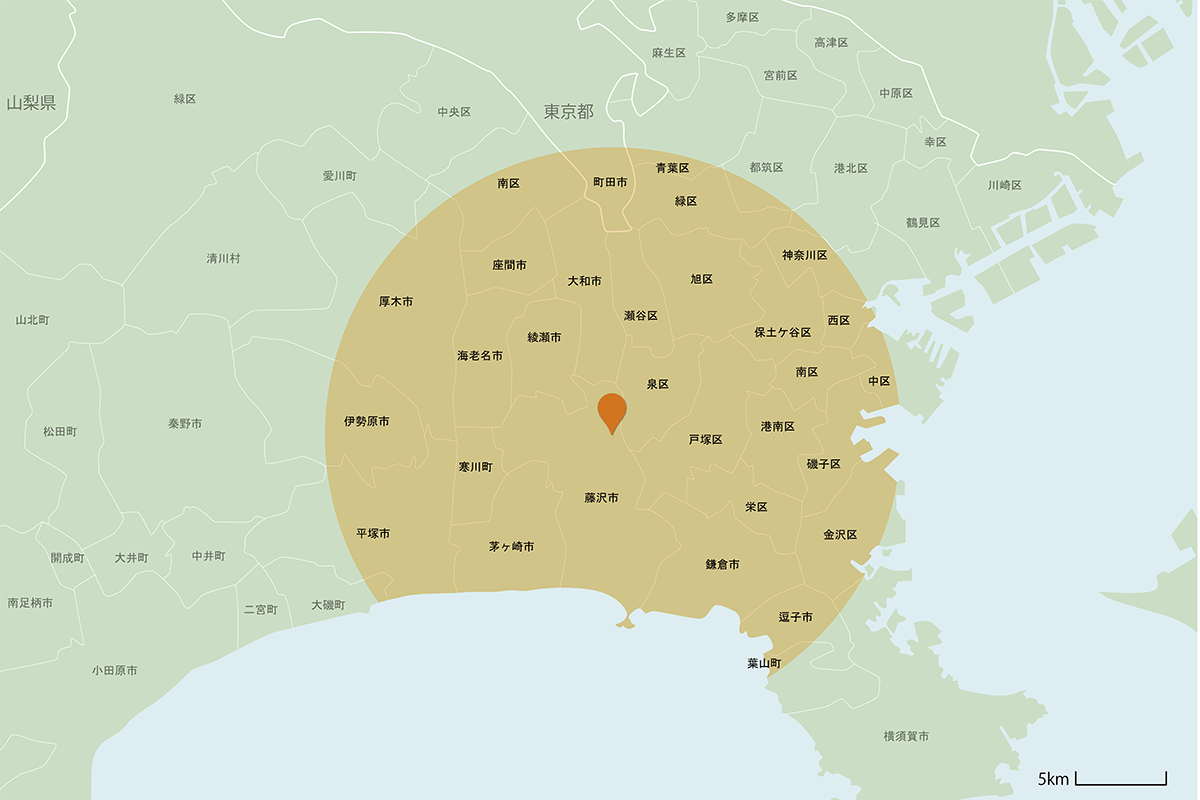 湘南台中央デンタルクリニック訪問エリアMAP